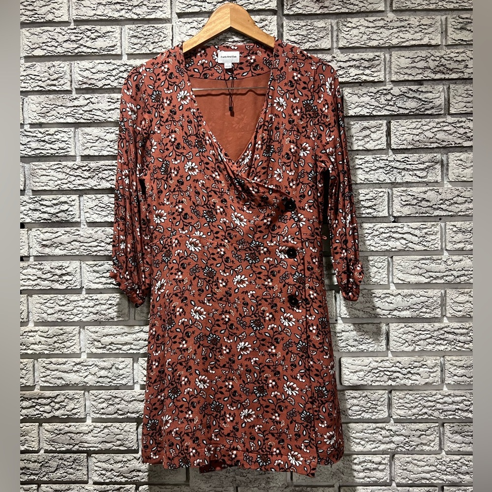 Frank & Oak Floral Wrap-Style Mini Dress